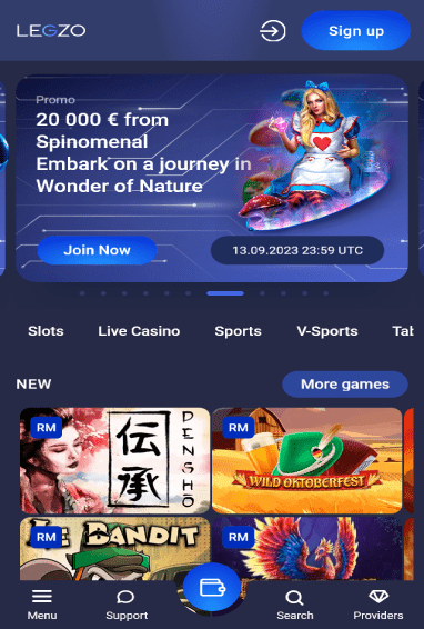 Legzo Casino iOS & Android tablecie